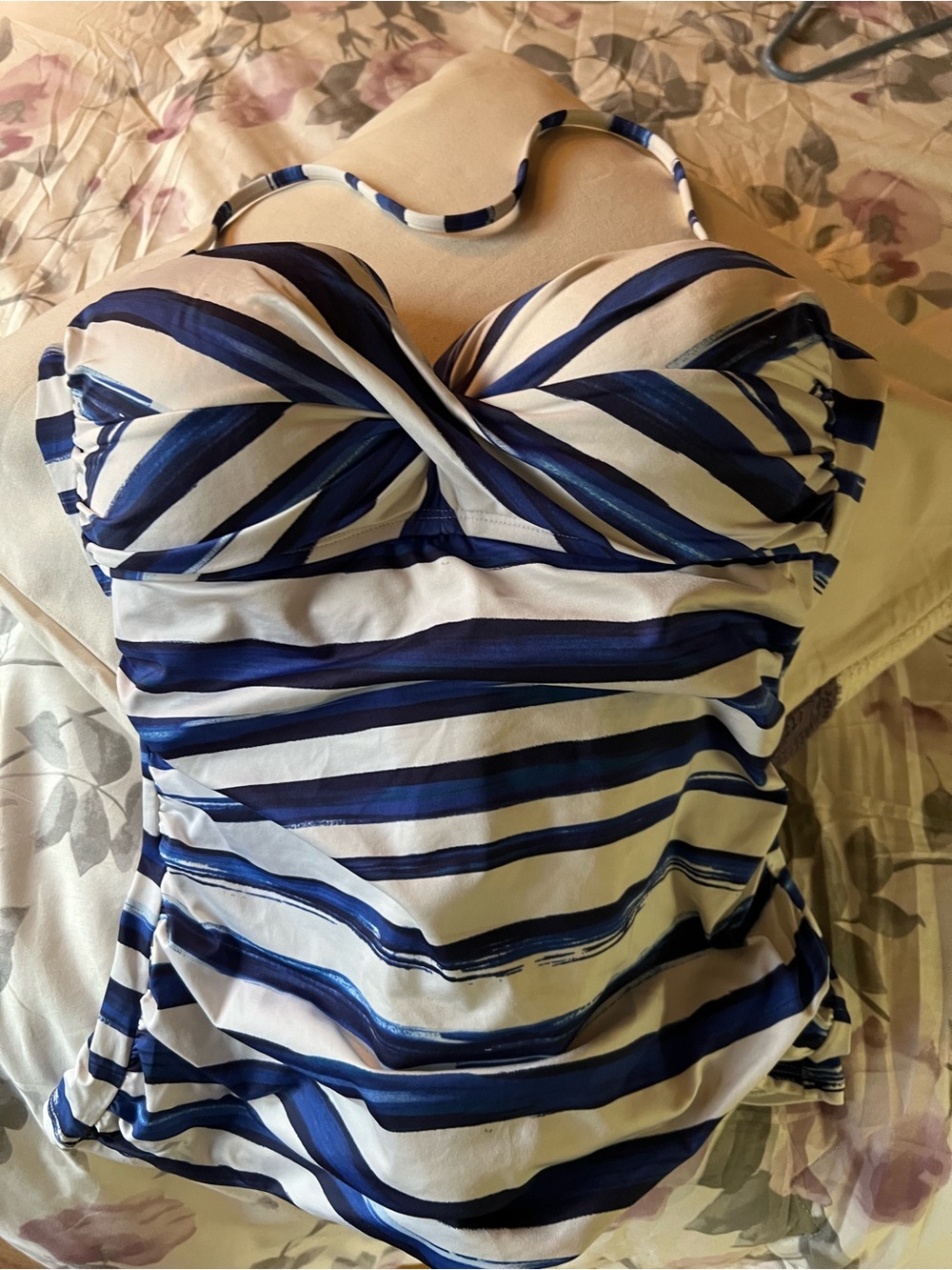 Liz Claiborne Navy and White Striped Camisole Tank Top